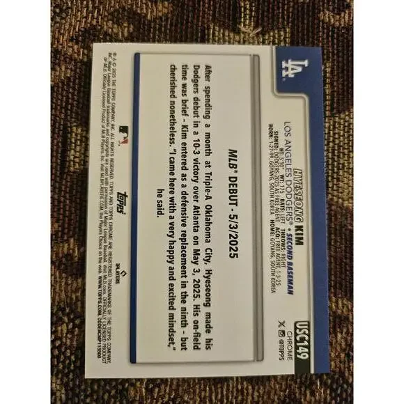 2025 Topps Chrome Update - Hyeseong Kim - RC  #USC149 - Dodgers - RAW Mint - Picture 2 of 2